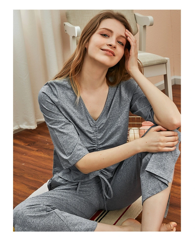 Pajamas Pyjamas Home Textile Clothing Clothes T-Shirt T Shirt and Pants Set Sleepwear for Ladies Spring Summer Wholesale