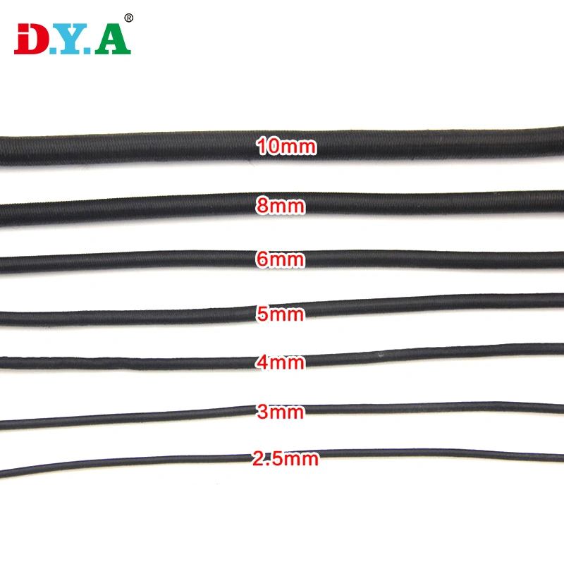 Black 2.5mm 5mm 10mm 12mm Strong Stretch Elastic Bungee Cord Round Elastic Shock Rope Latex Cord