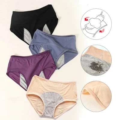 Modische Unterhose für Damen, Periodenhöschen, 4 Lagen, auslaufsicher