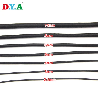 Schwarzes 2,5 mm 5 mm 10 mm 12 mm starkes, dehnbares, elastisches Bungee-Seil, rundes, elastisches Schockseil, Latexschnur